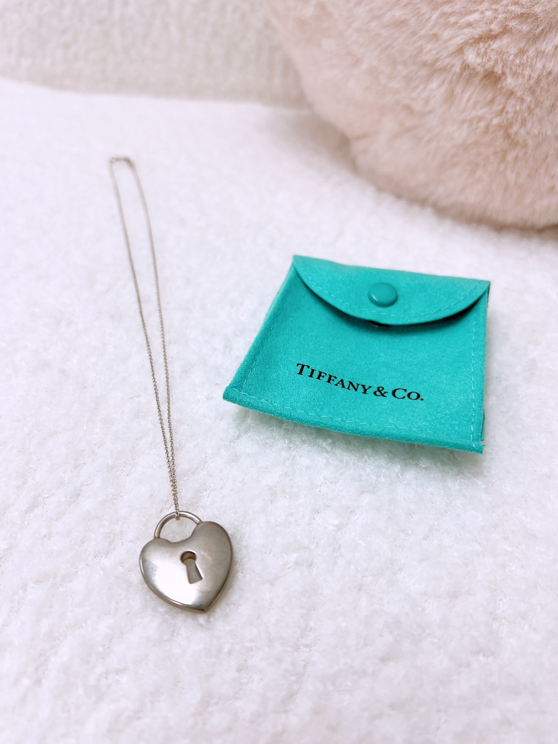 Tiffany & Co. heart key lock pendant necklace silver