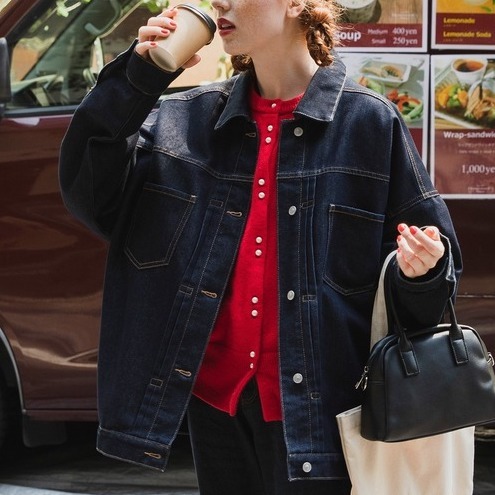 日本 寬版丹寧外套