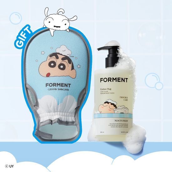 《olive young連線》FORMENT x 小新 acne clear perfume body wash 500ml cotton hug