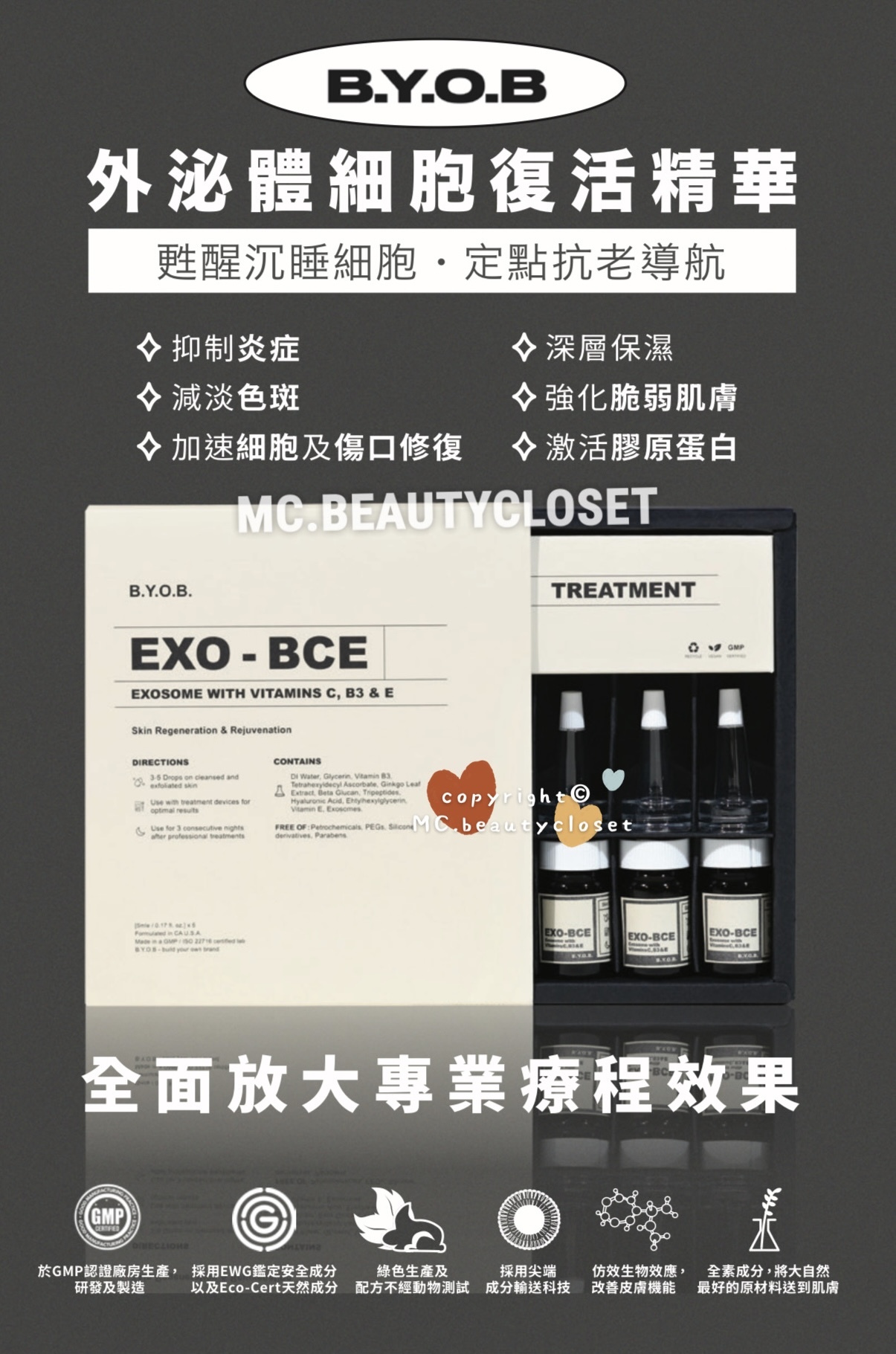 (展) B.Y.O.B EXO-BCE 外泌體奇蹟再生精華 5ml x 5支