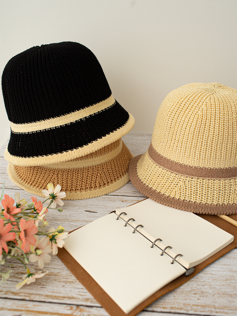 夏日自然雙色編織帽