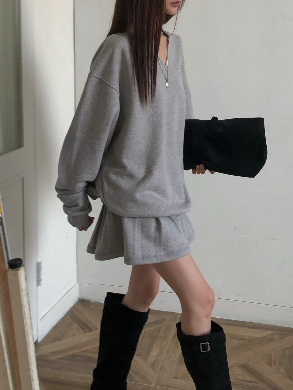 511103 V衛衣 同款褲裙(分售)  現貨灰色