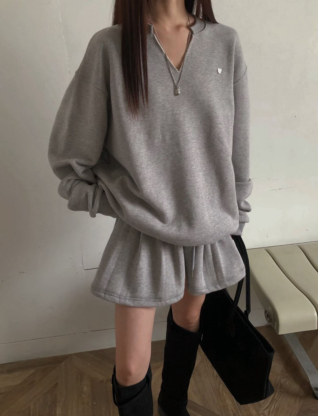 511103 V衛衣 同款褲裙(分售)  現貨灰色