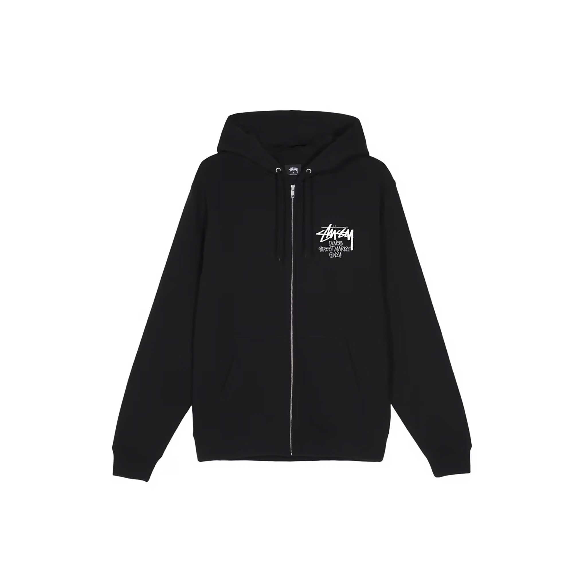 -(B012)-STUSSY STOCK DSM GINZA ZIP HOODED 草寫 LOGO 連帽外套 DSM銀座限定 黑白-3973991