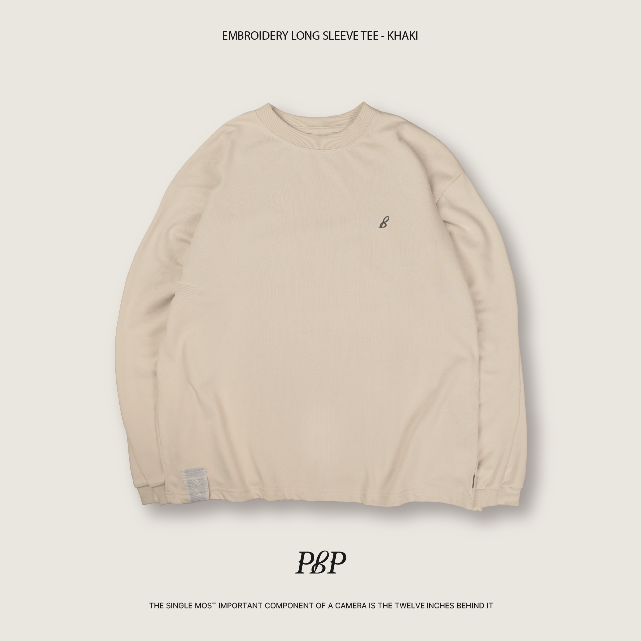 P.B.P - EMBROIDERY LONG SLEEVE TEE  - KHAKI