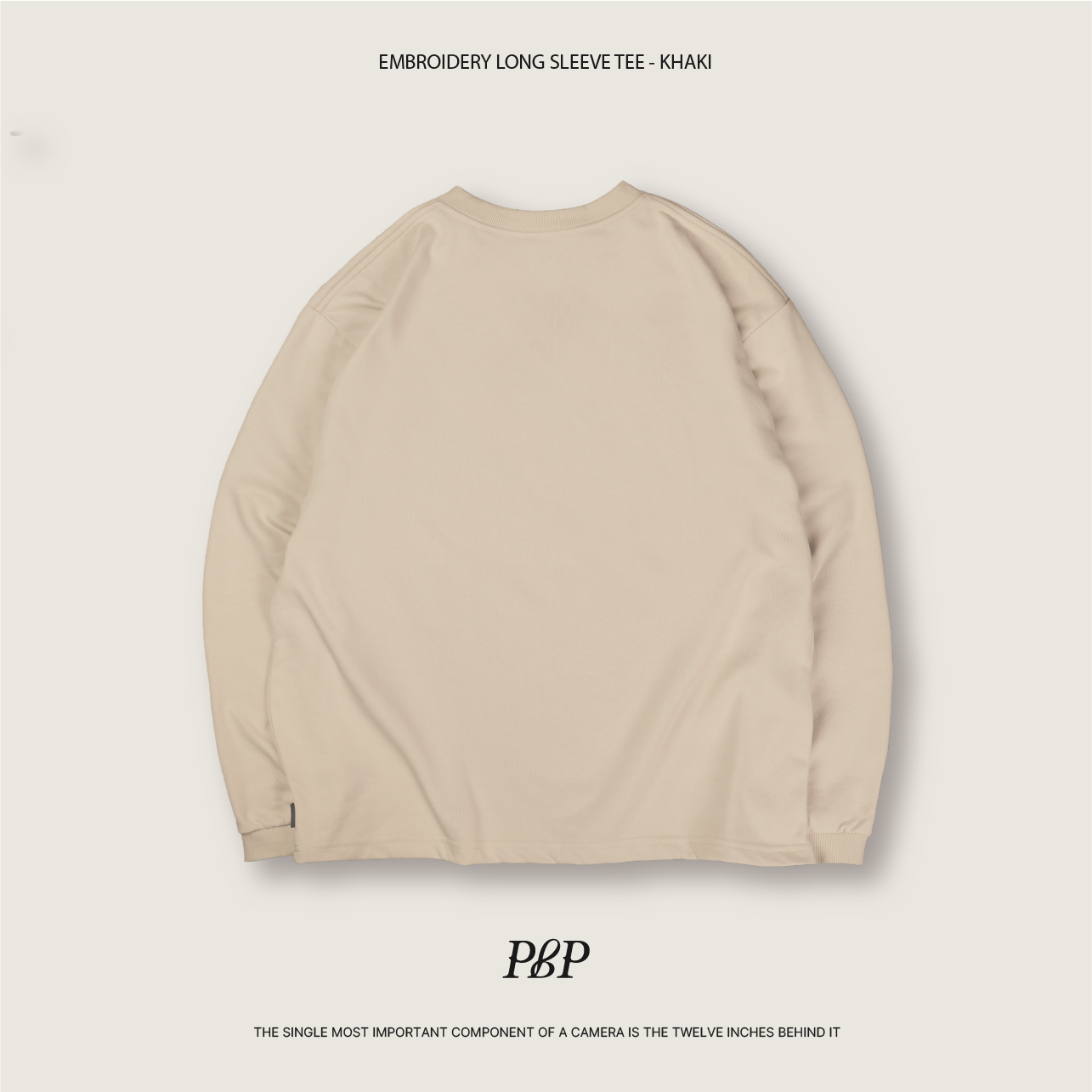 P.B.P - EMBROIDERY LONG SLEEVE TEE  - KHAKI