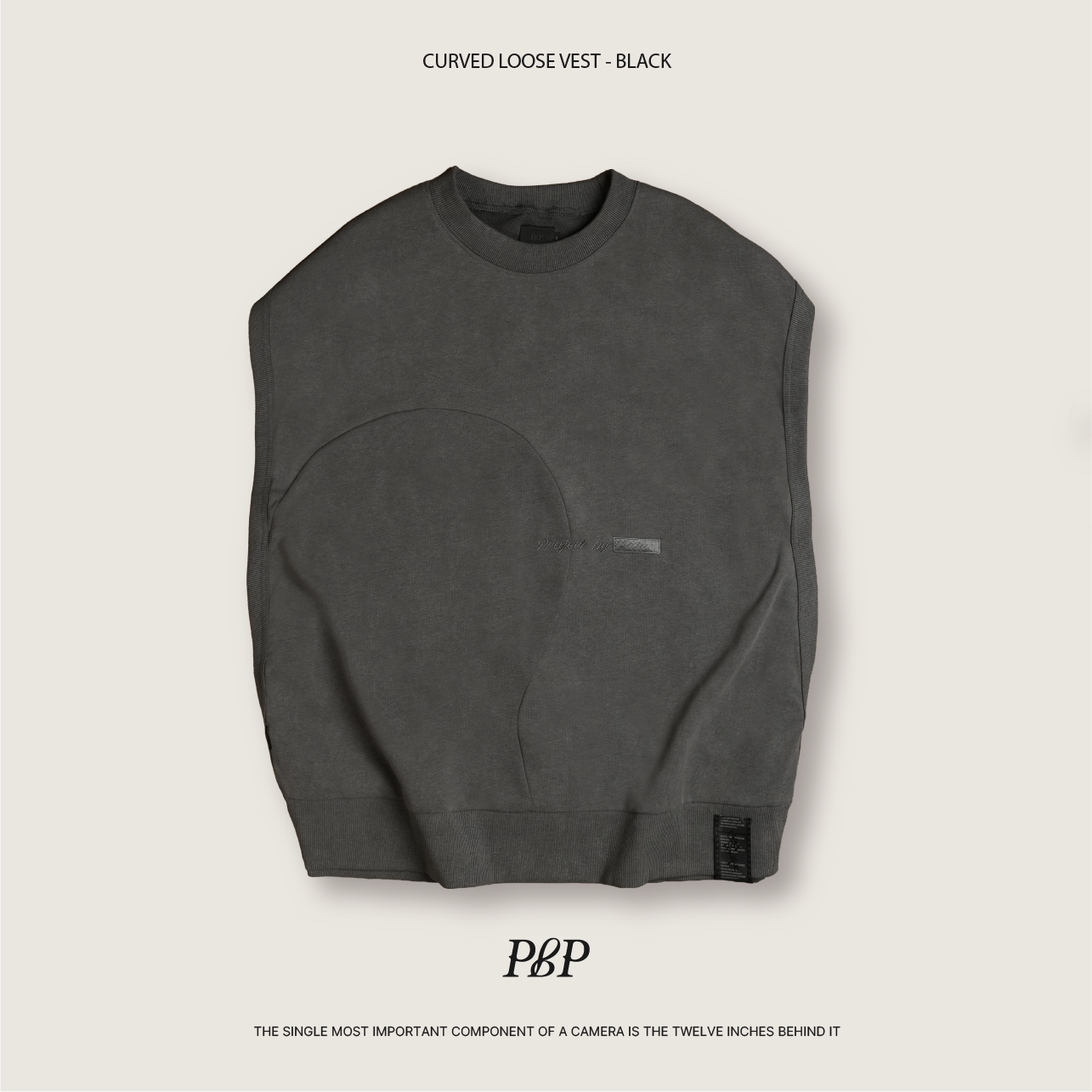 P.B.P - CURVED LOOSE VEST  - BLACK