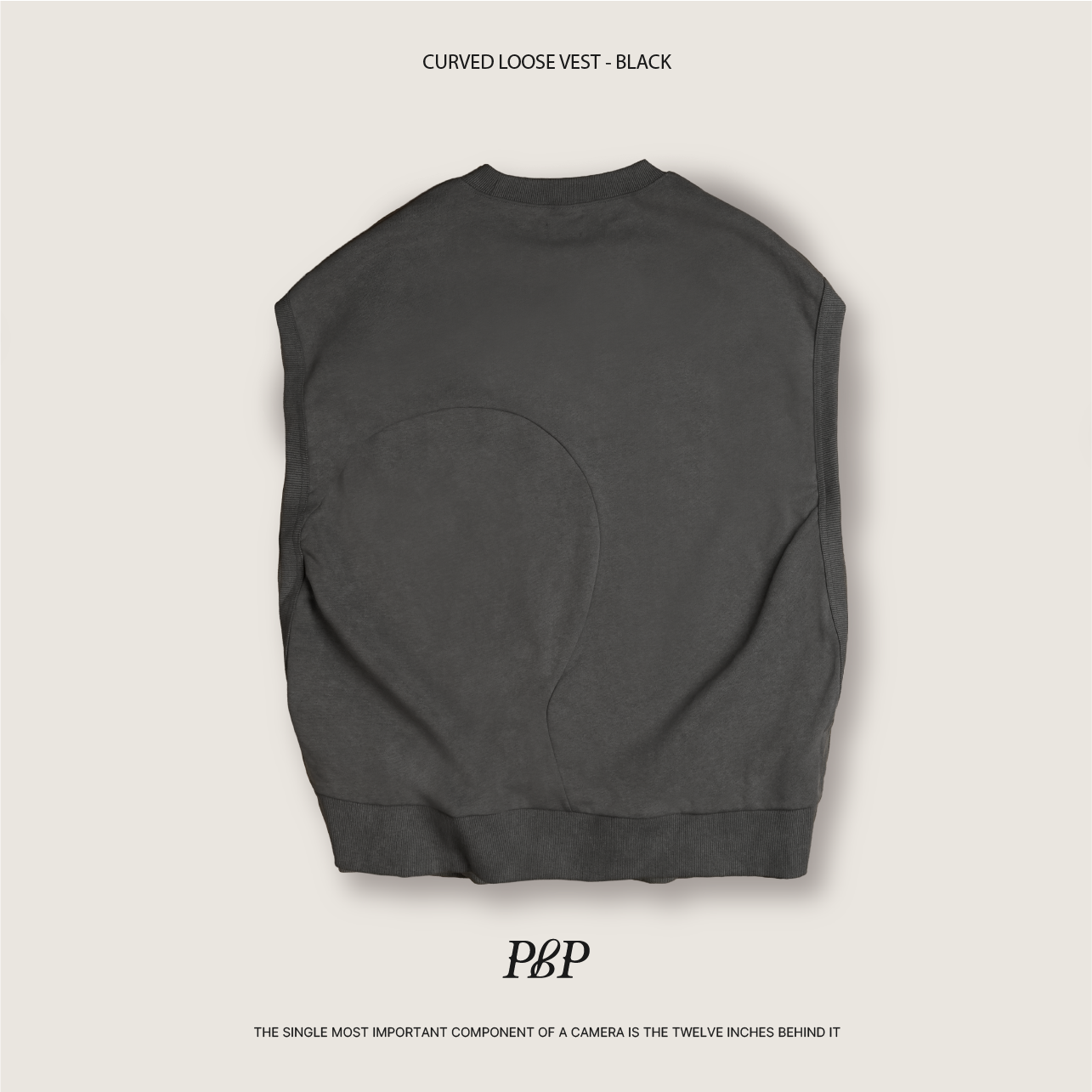 P.B.P - CURVED LOOSE VEST  - BLACK