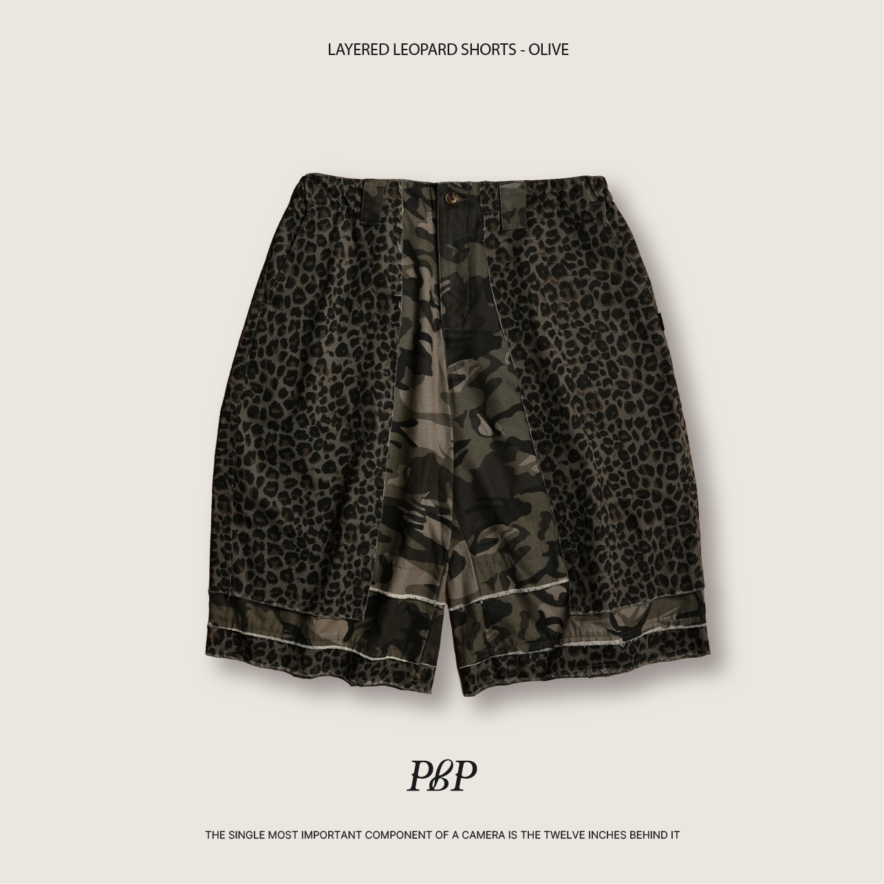 P.B.P - LAYERED LEOPARD SHORTS  - OLIVE
