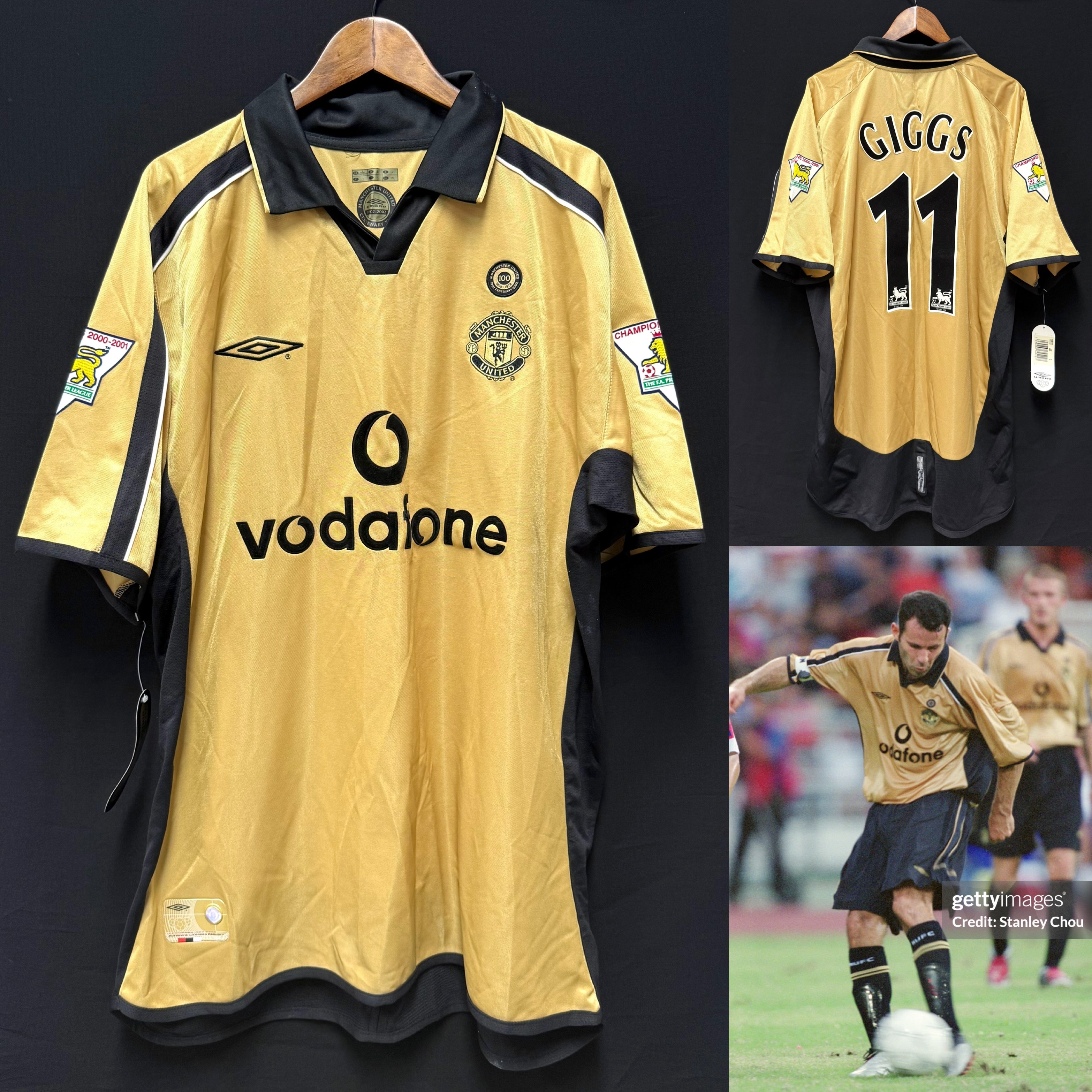 (Player Issue) Manchester United 2001-2002 Umbro Centenary Away Player Issue Shirt #11 GIGGS