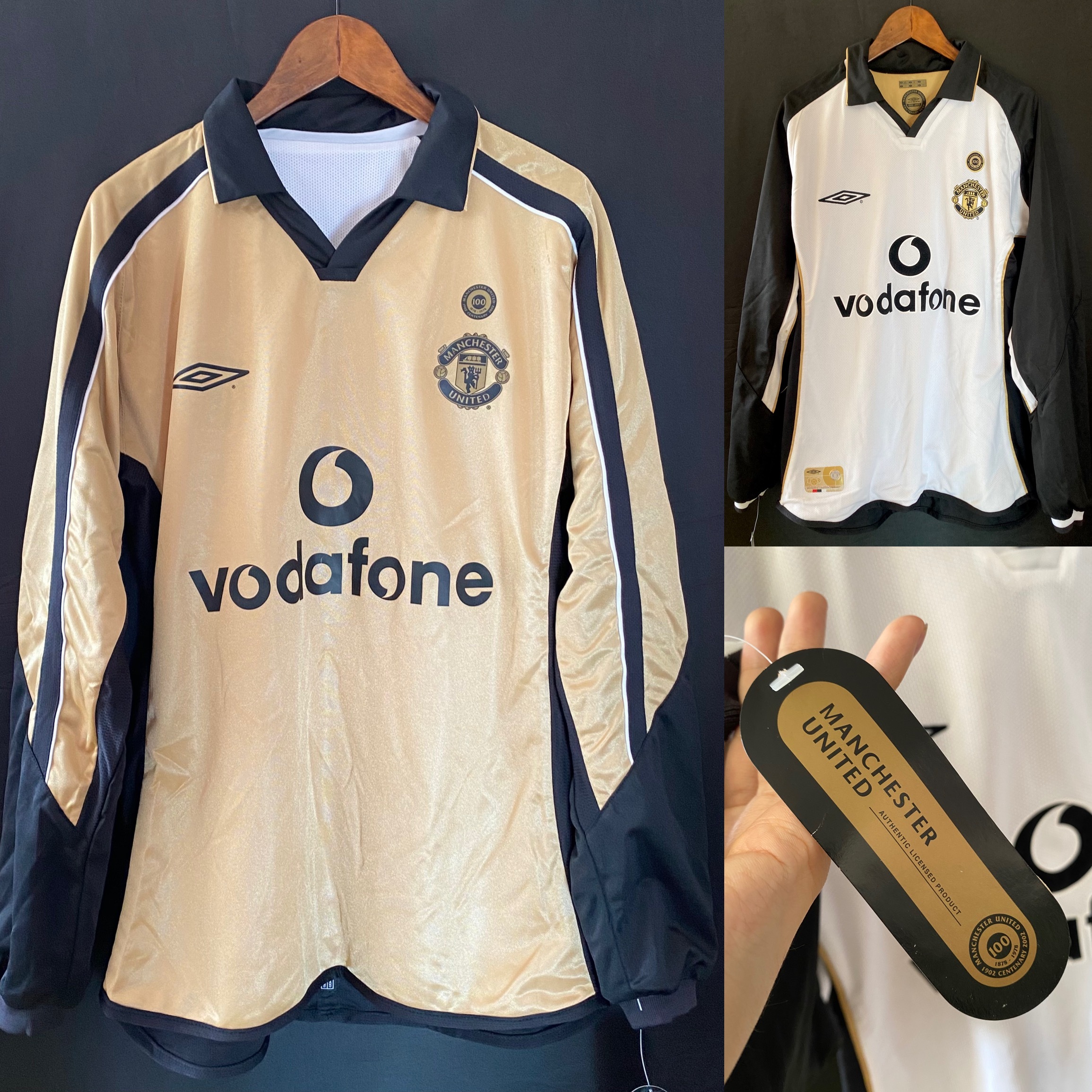 (全新有牌) 曼聯 2001-2002 Umbro 百周年作客長袖球衣