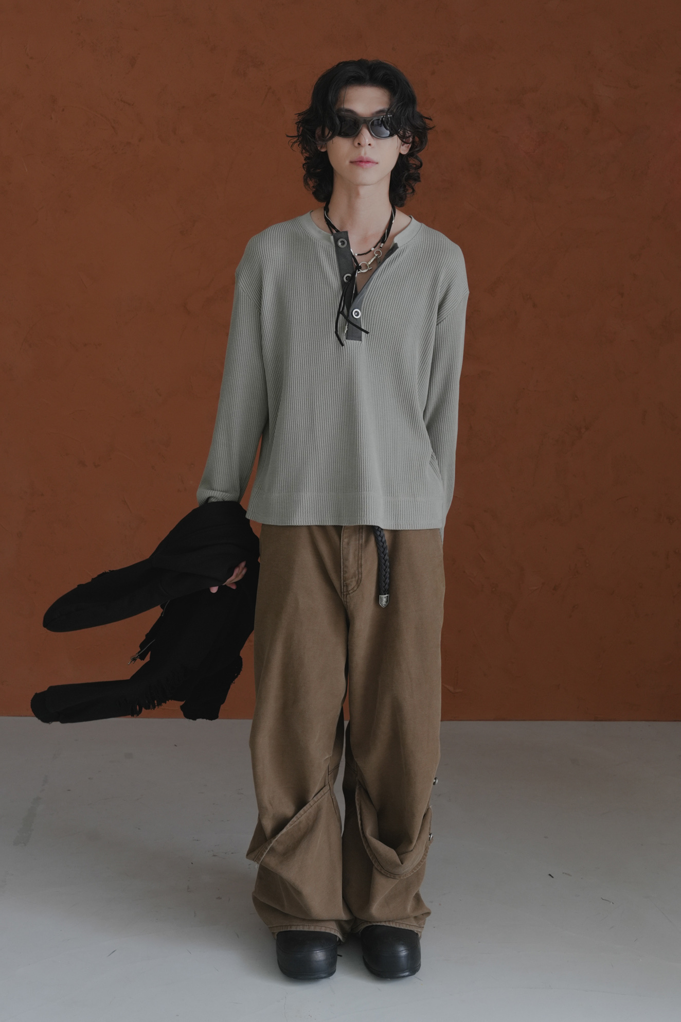 Essential Cropped Waffle Henley #上衣