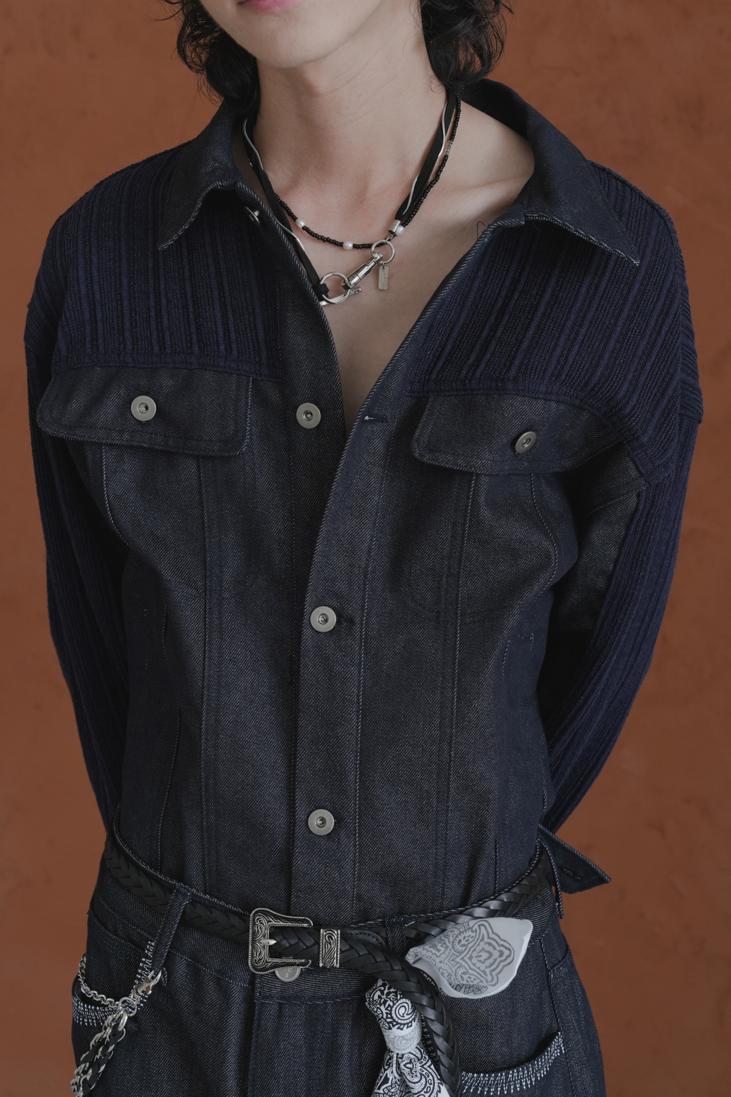 Knitted Denim Trucker Jacket #外套