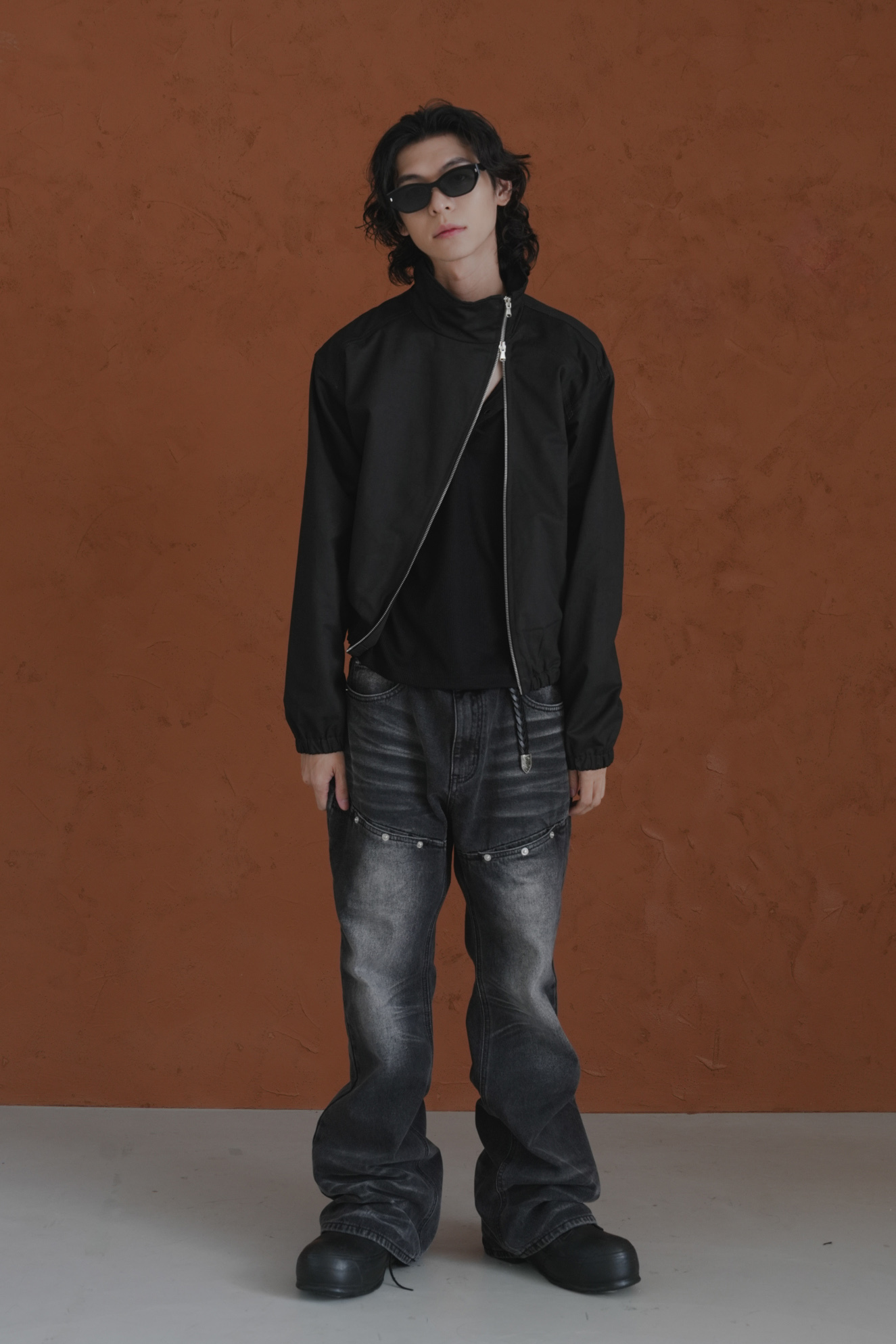 Low Asymmetric Cropped Jacket #外套