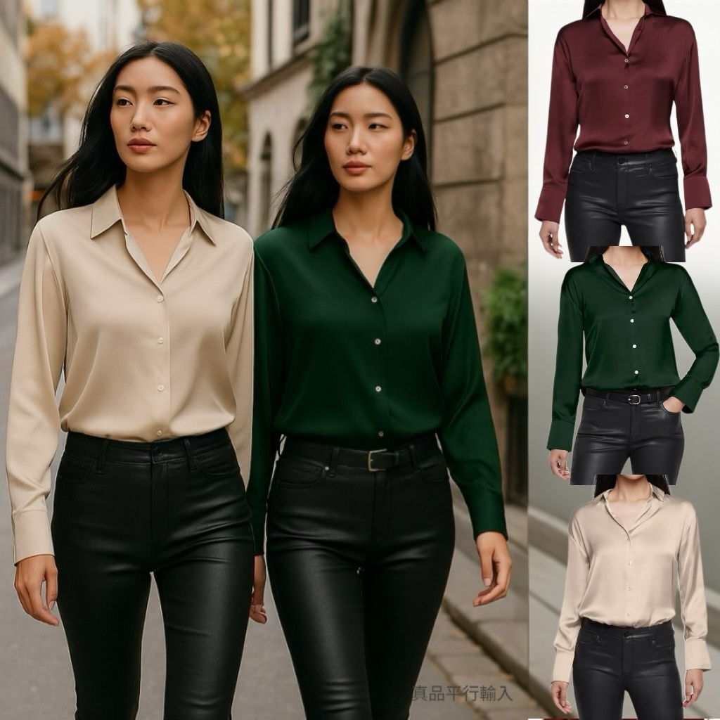 【預購】Express H110453 女裝緞面紐扣襯衫