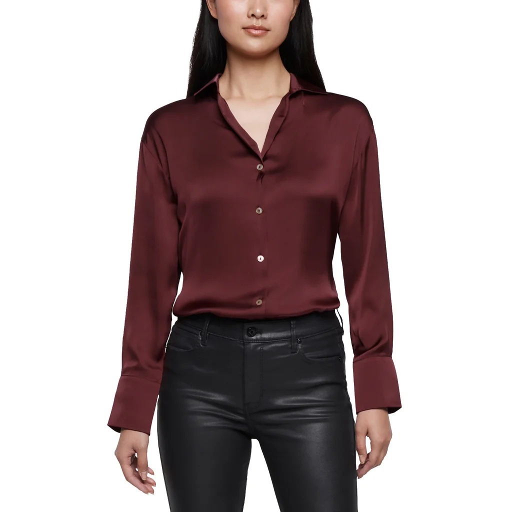 【預購】Express H110453 女裝緞面紐扣襯衫