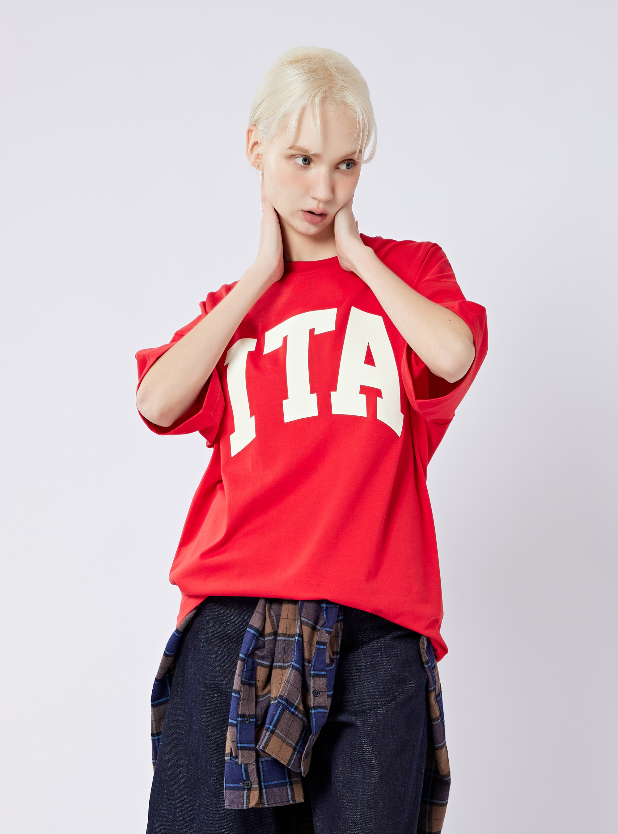 男女適穿 純棉印花圓領寬版T-Shirt