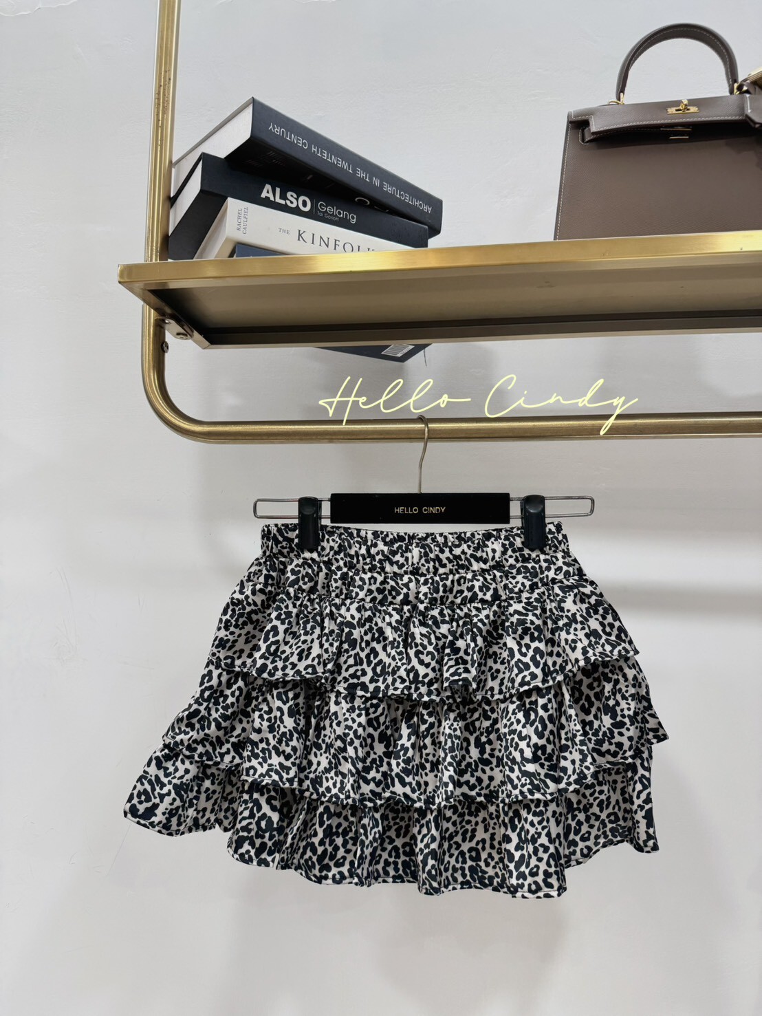 B11023 超甜美豹紋荷葉蛋糕短褲裙