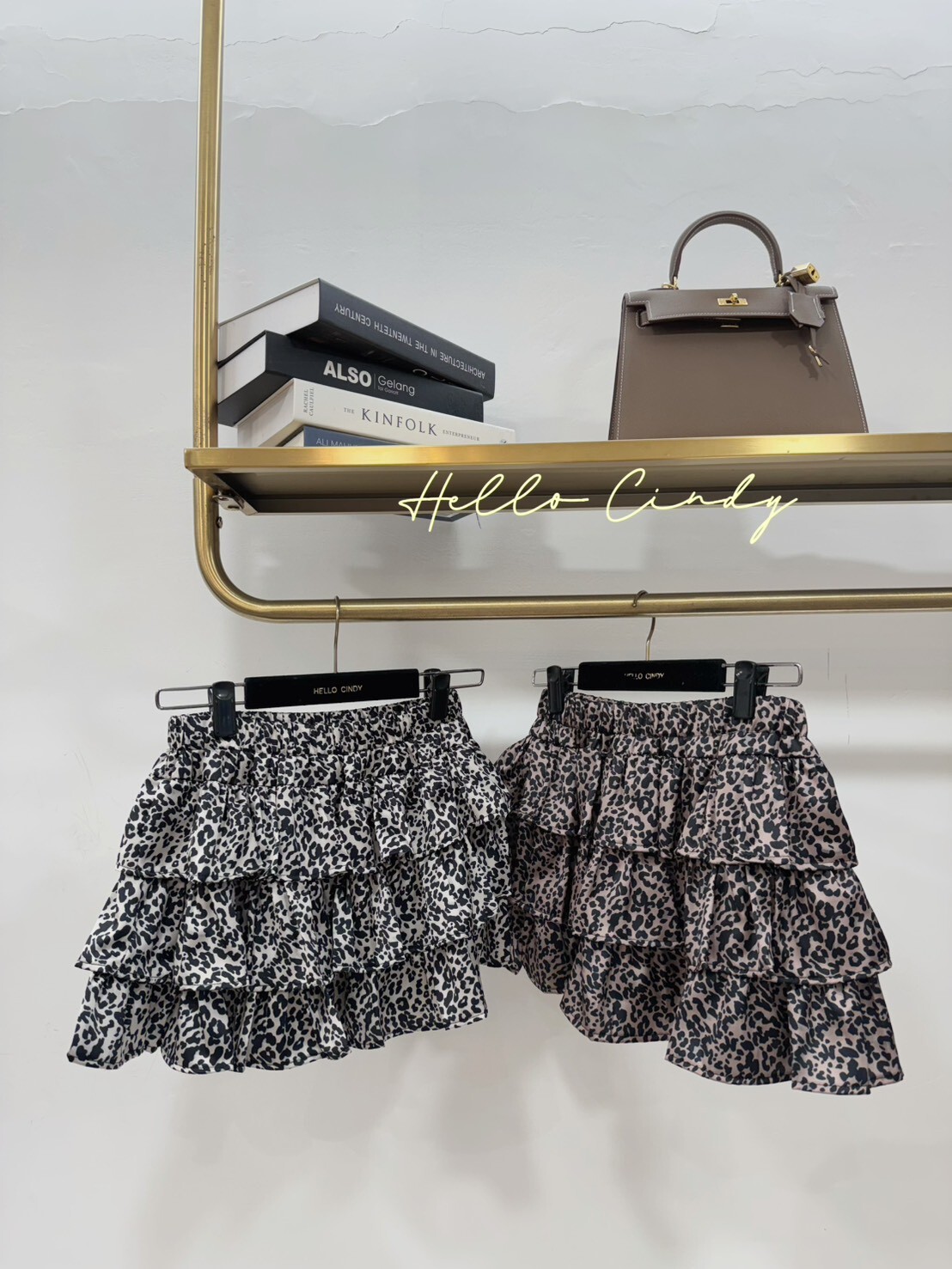 B11023 超甜美豹紋荷葉蛋糕短褲裙