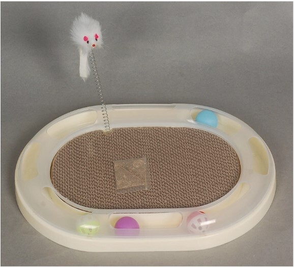 貓玩具 - 圓形軌道球+瓦楞紙貓抓板 [ LB-S09 ] 隨機顏色