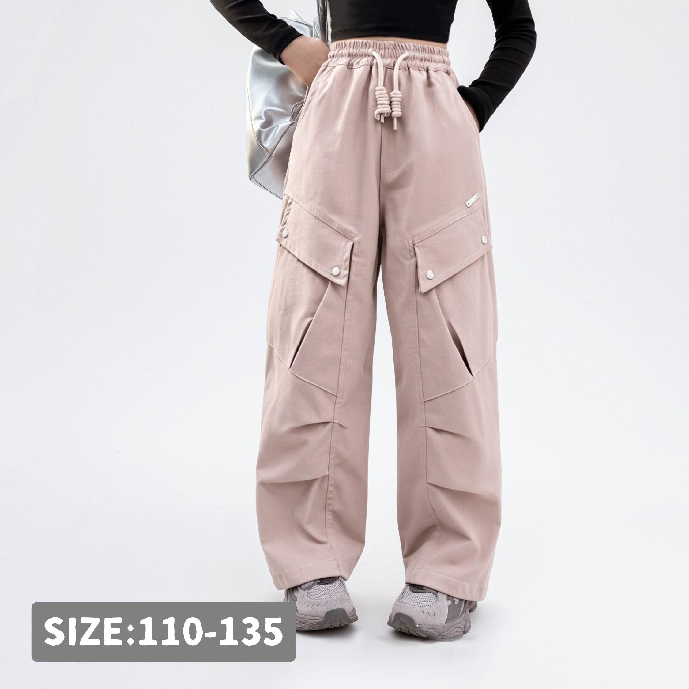 【H55548】斜邊造型口袋寬褲/束口褲＊二色