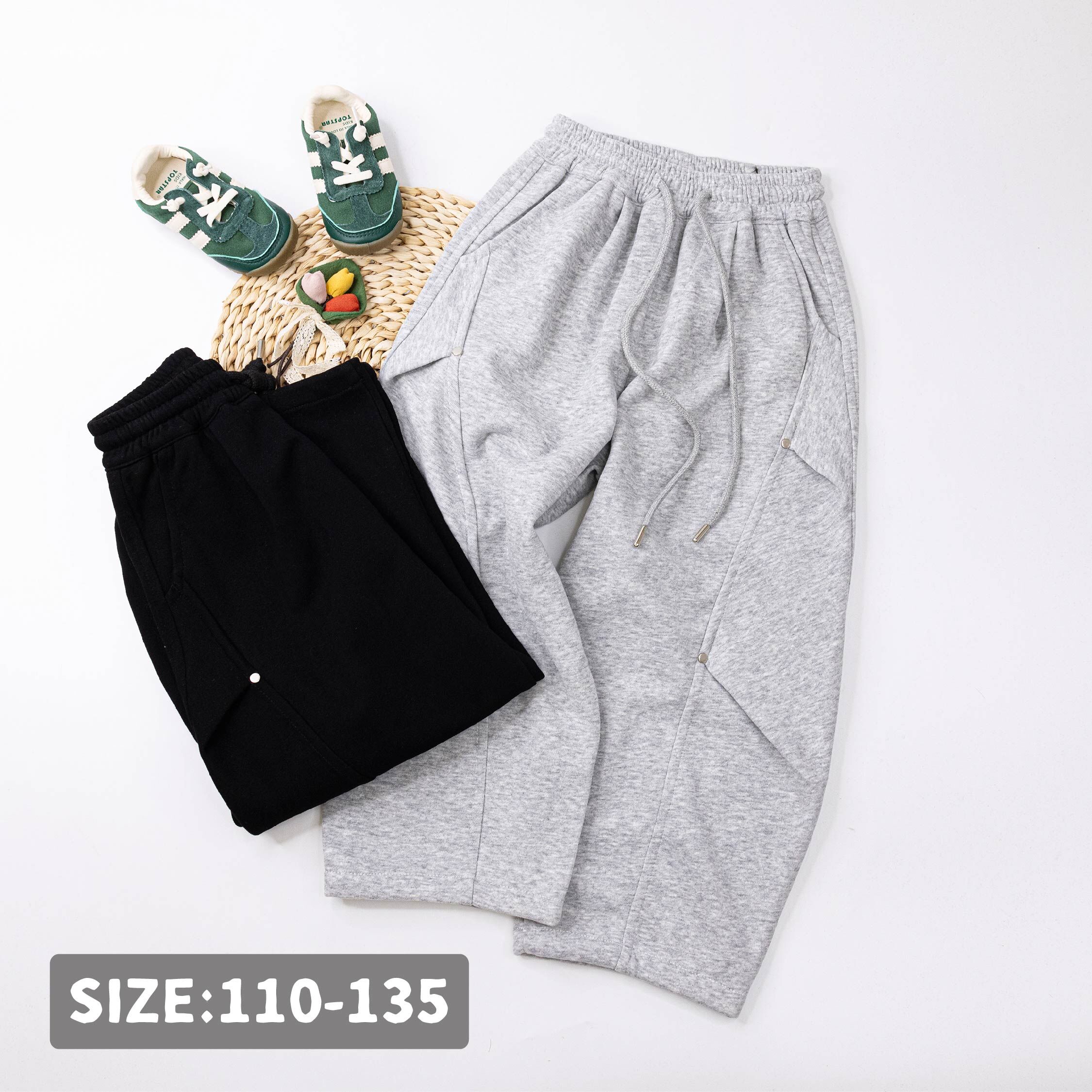 【H55549】簡約立體剪裁寬褲/束口褲＊二色