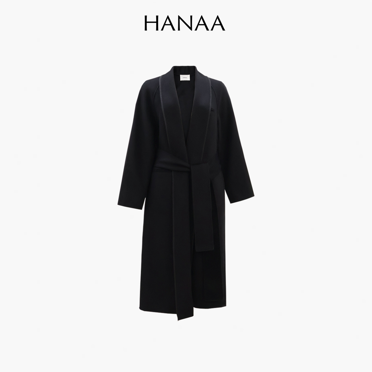 HANAA 新款羊毛混紡雙面呢青果領大衣