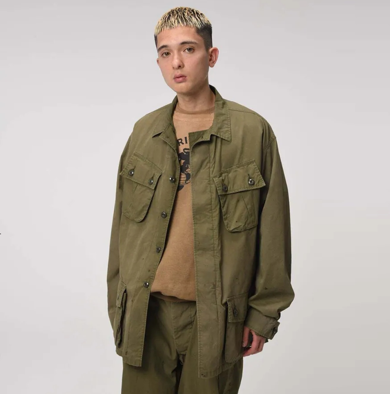 ON SALE: BOWWOW JUNGLE FATIGUE JACKET OD DAMAGED - OLIVE PRE ORDER ITEM (預訂中)