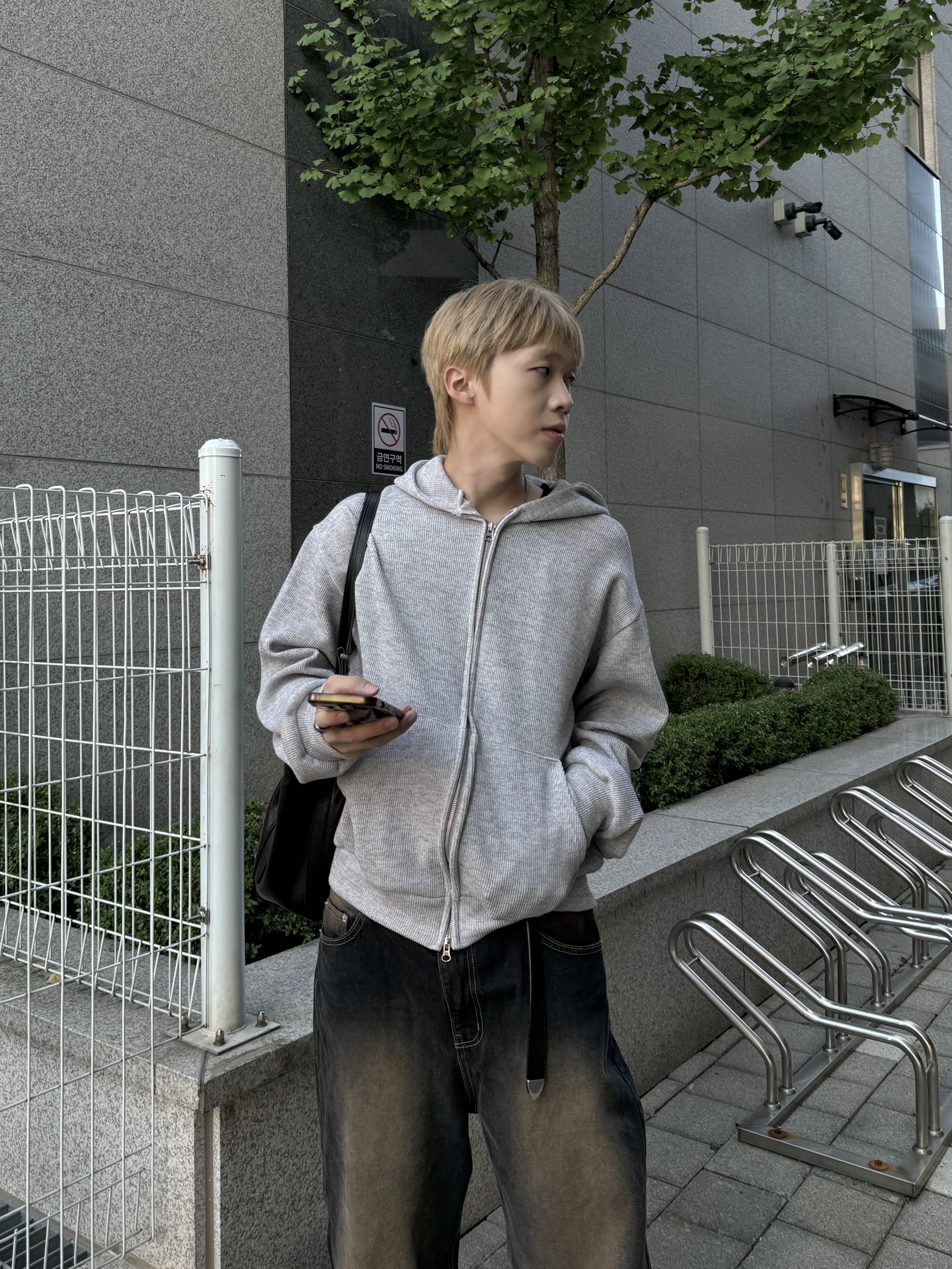 BOXY 雙拉鏈 寬短 針織 連帽外套（部分現貨）