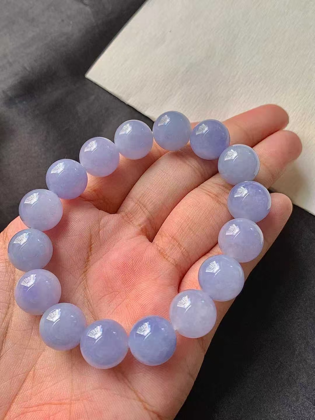 翡翠紫羅蘭手串 (12.6mm直徑),天然翡翠A玉, 緬甸玉, Jade, Jadeite