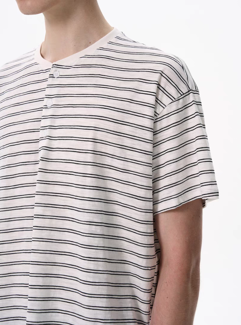 084. Striped Henley T-Shirt