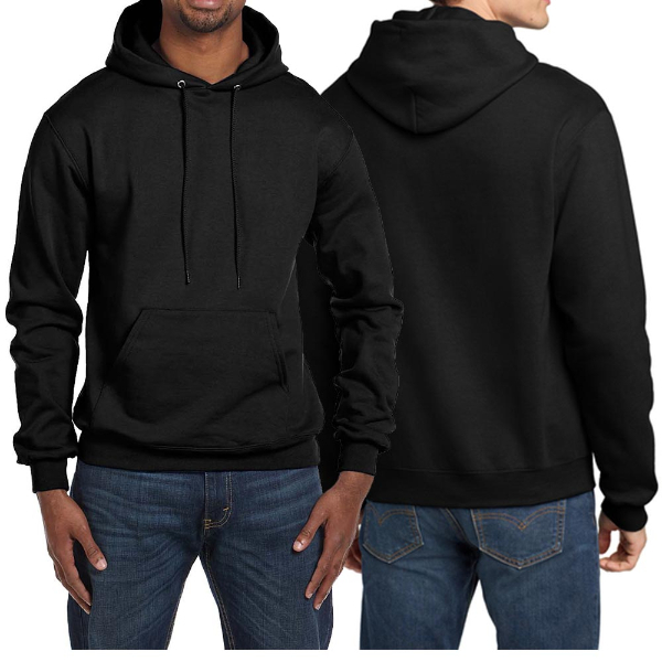 男女款-小C素面內刷毛長袖連帽T重磅9.0-黑色(經典美規連帽T/保暖大尺碼)