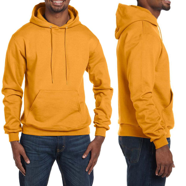 男女款-小C素面內刷毛長袖連帽T重磅9.0-黃色(經典美規連帽T/保暖大尺碼)