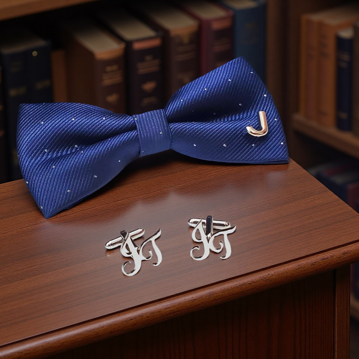 兄弟禮盒B (3D啞銀字母煲呔、人名定製袖口鈕)