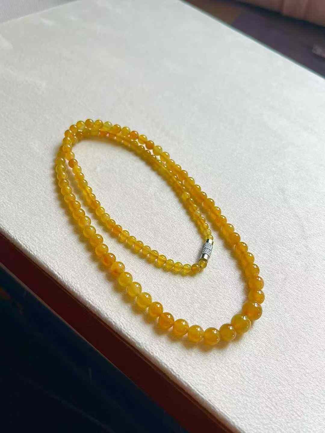 翡翠黃翡珠子項鏈 (6.1mm直徑),天然翡翠A玉, 緬甸玉, Jade, Jadeite