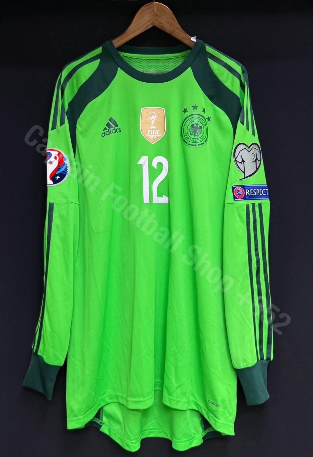 (Match Issue) Germany 2014-2016 Adidas Goalkeeper Match Issue Shirt #12 ZIELER