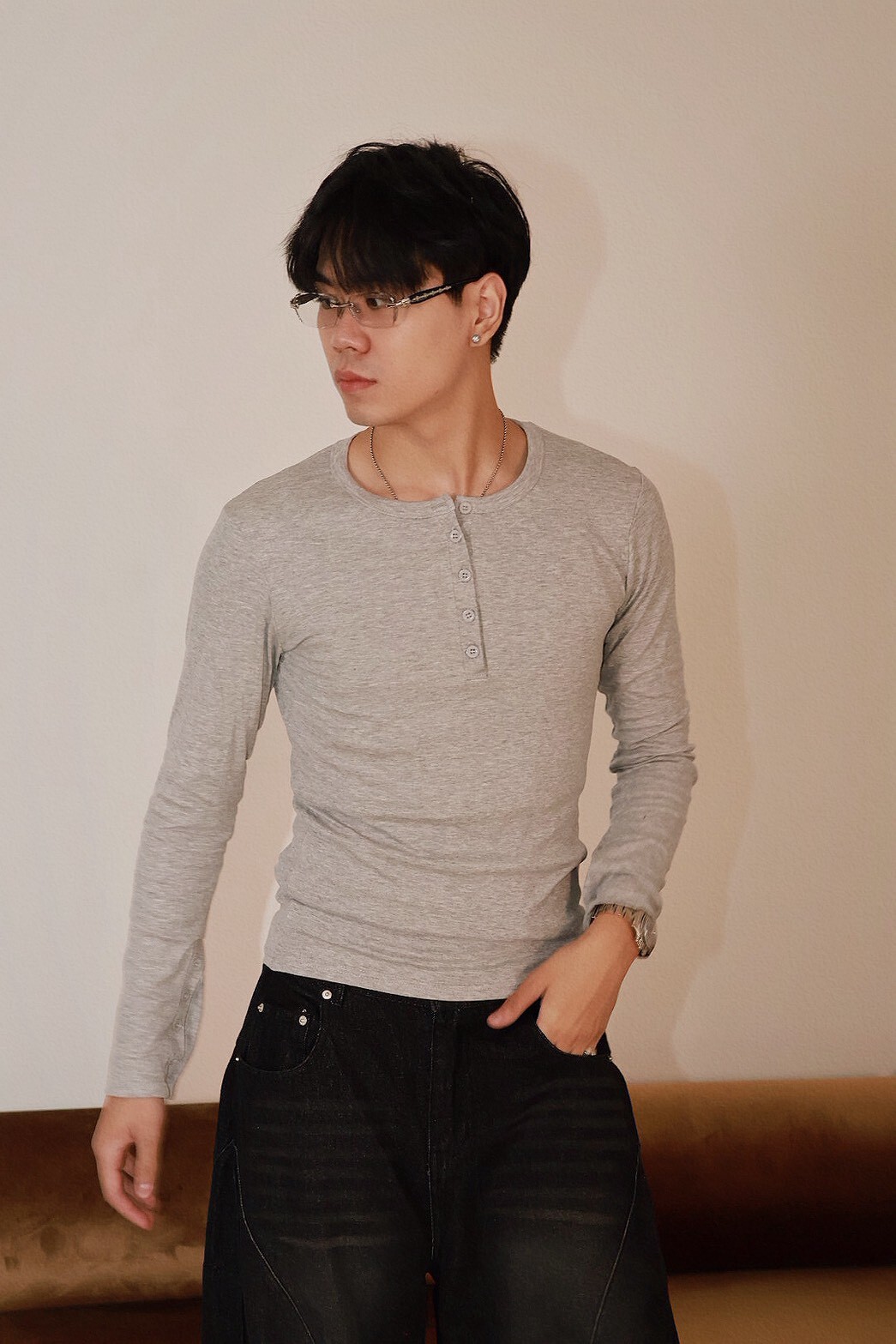 排釦 修身 顯身材 上衣 #長袖