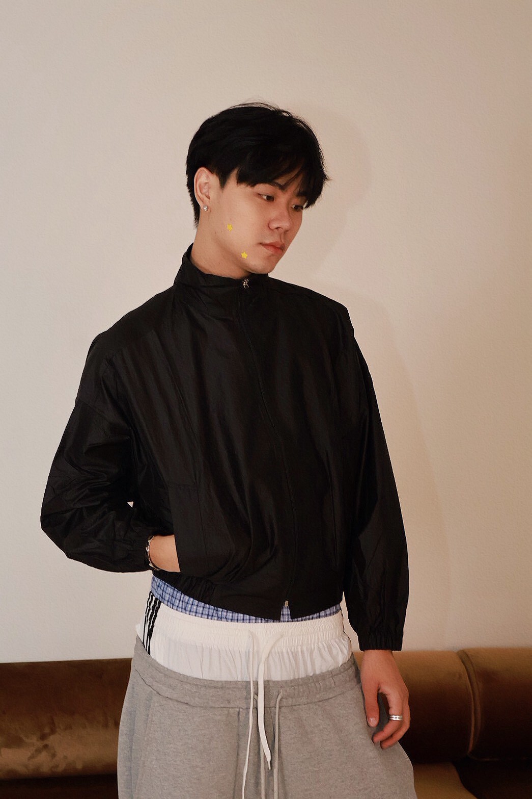 短版 下擺鬆緊 尼龍 #外套