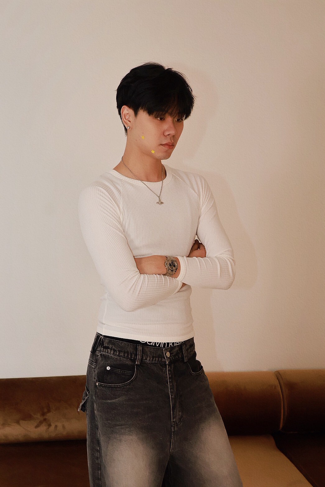 修身 坑條 彈性 線條感 #長袖