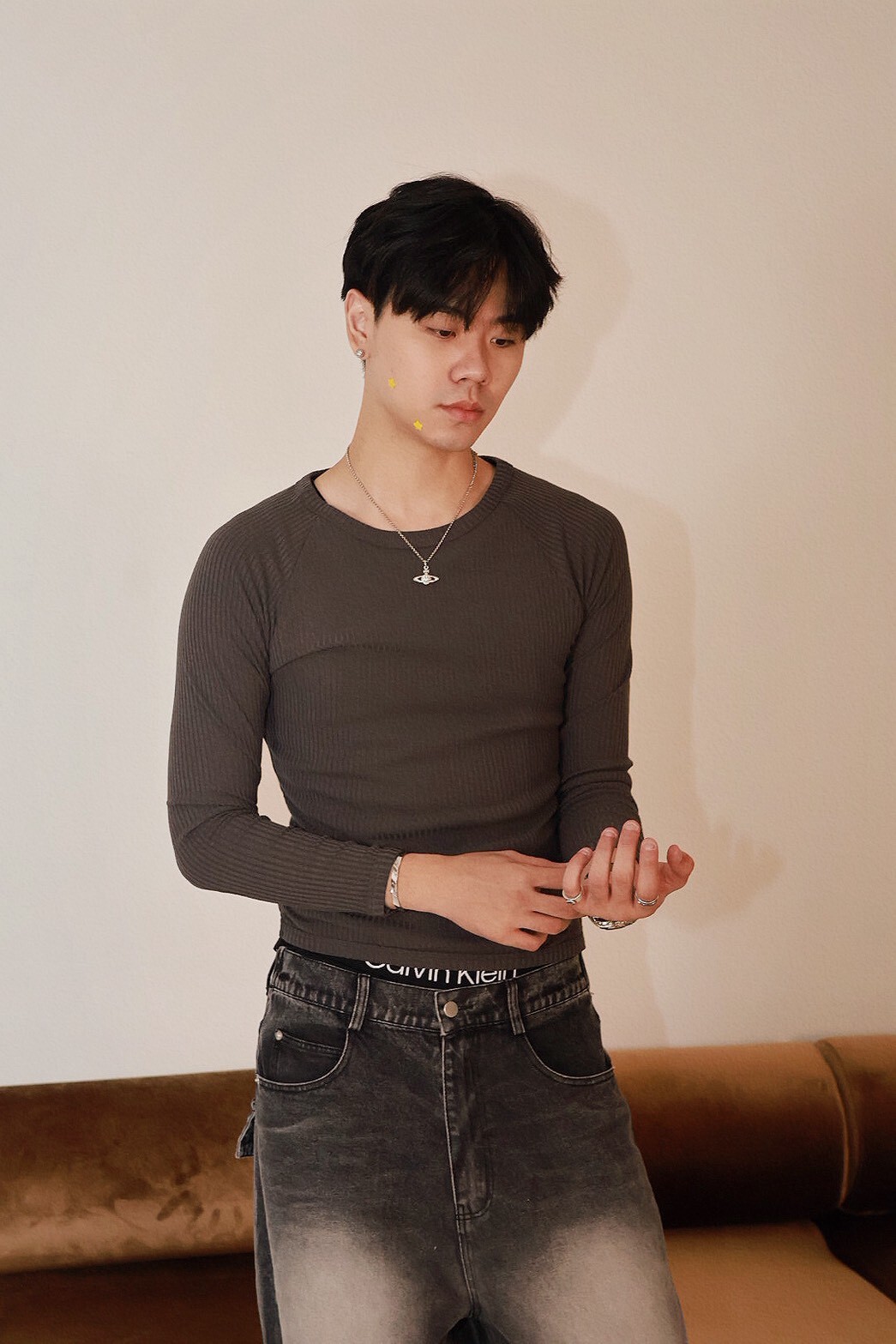 修身 坑條 彈性 線條感 #長袖