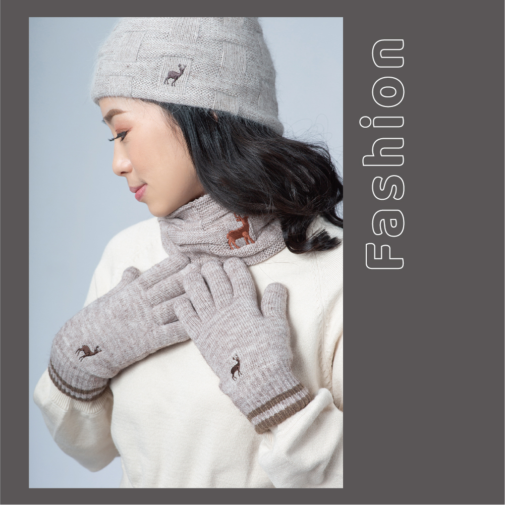 【肌暖】台灣製 格紋經典保暖三件組 毛帽＋圍脖＋手套丨H1478T+M5167TR+B9222T