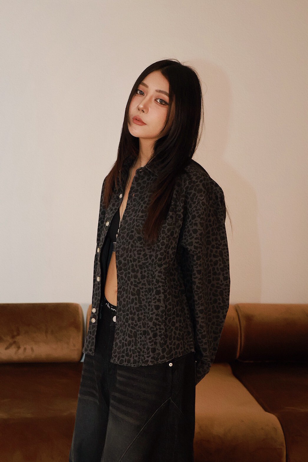 豹紋 厚磅 長袖 #襯衫