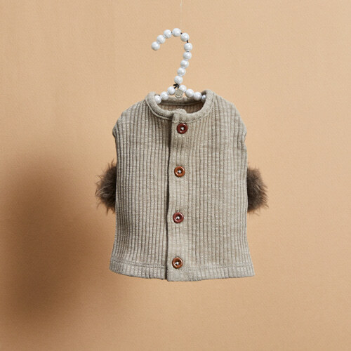 Louisdog 霧色卡其開襟T-Shirt