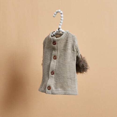 Louisdog 霧色卡其開襟T-Shirt