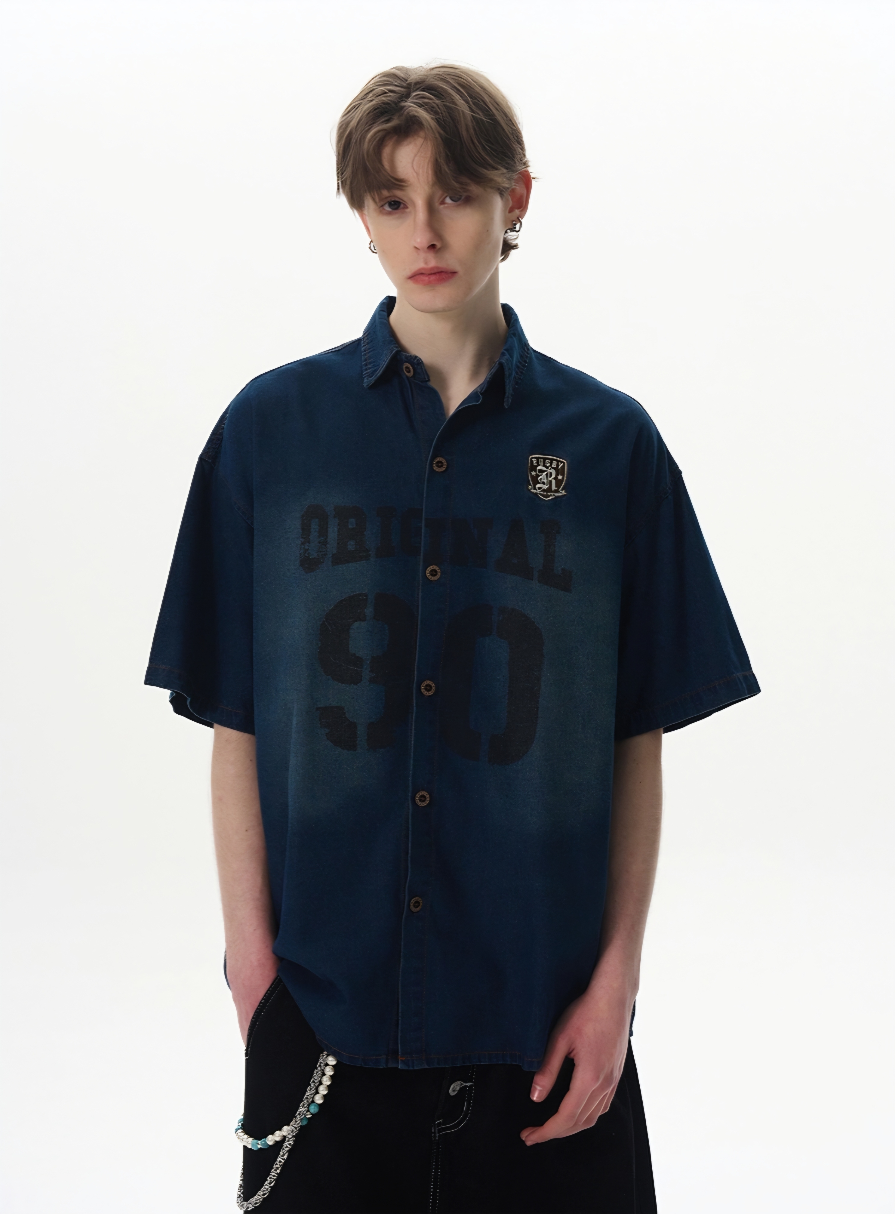 092. Oversized Graphic Button-Down Shirt
