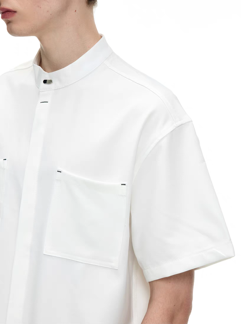 093. Band Collar Short Sleeve Shirt