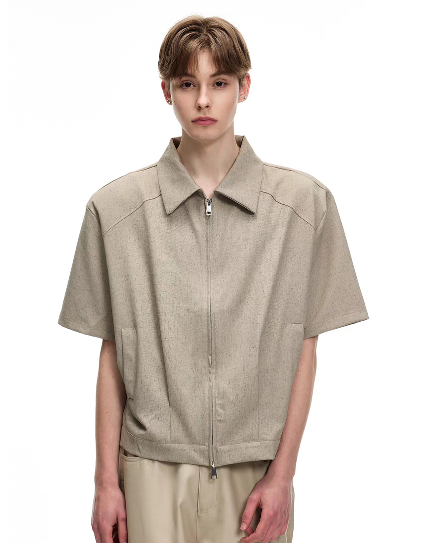 095. Short Sleeve Zip-Up Jacket