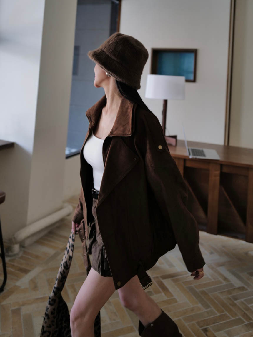 單翻領麂皮騎士外套*3色