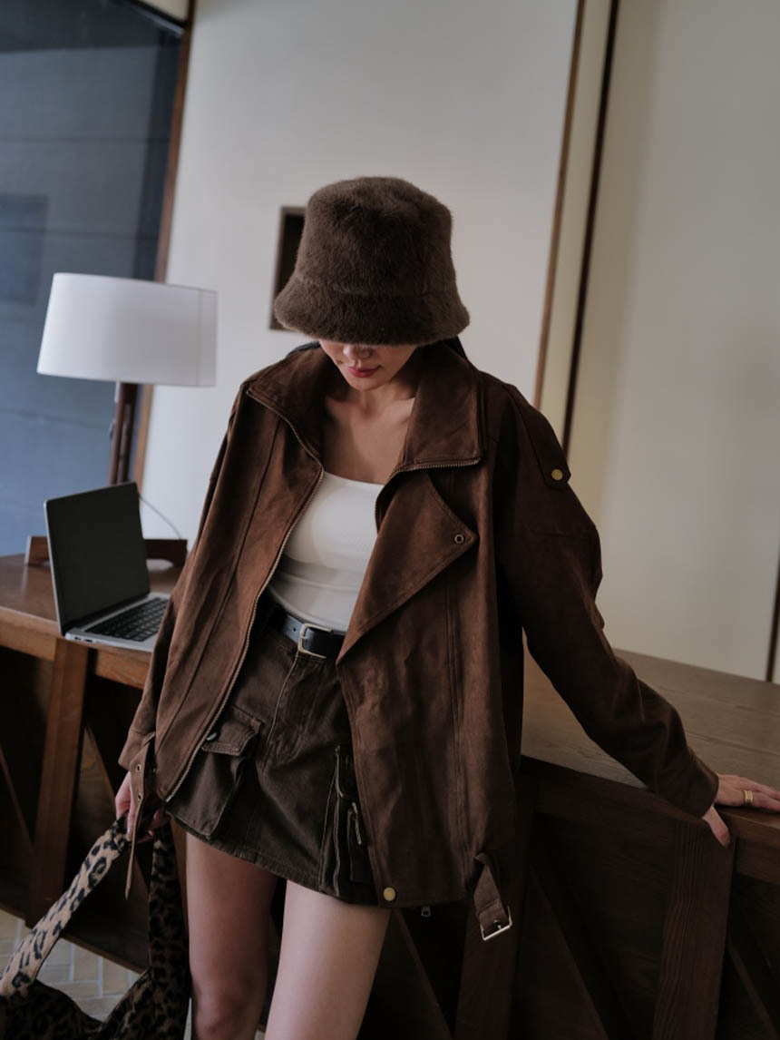 單翻領麂皮騎士外套*3色