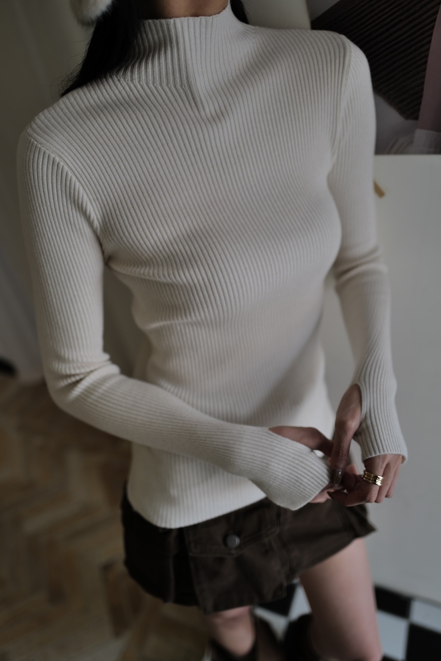 坑紋中領套手指針織打底上衣*5色